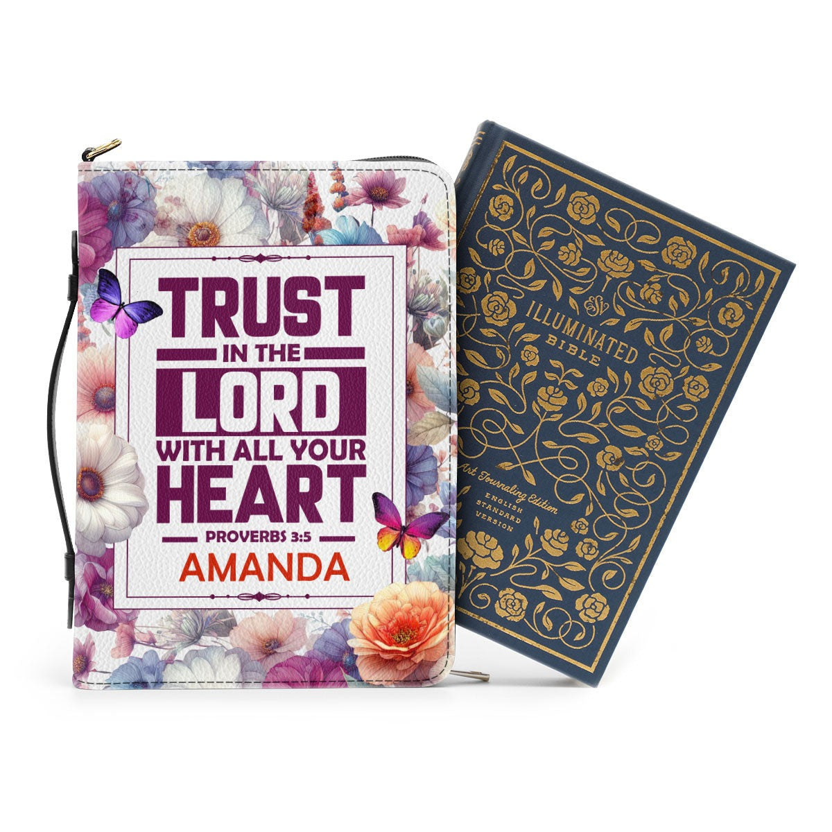 Trust In The Lord With All Your Heart - Proverbs 3:5 Leather Book Cover, Personalized Leather Bible Cover, Christian Gift, Bible Covers Jesus Gifts